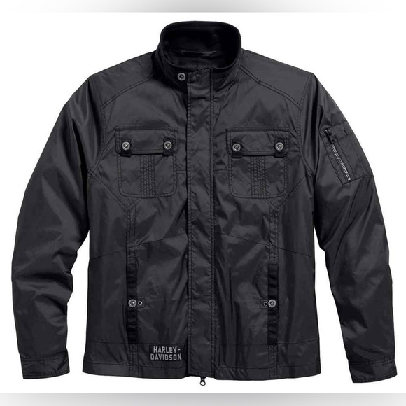 Y2K Harley-Davidson Men's  venture lightweight nylon jacket charcoal size XL - Picture 1 of 8
